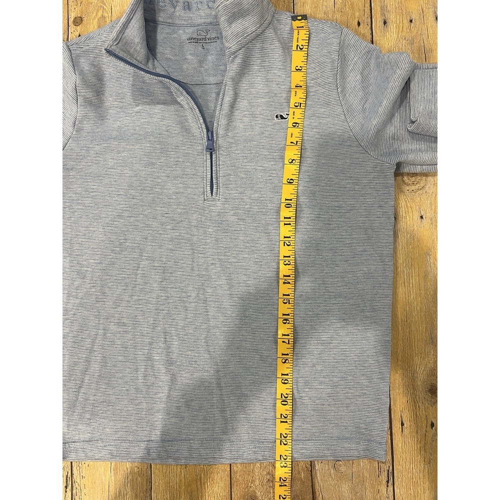 Vineyard Vines 1/4 Zip Pullover Light Blue/White Striped Boys Sz Lg Whale Logo - Picture 9 of 11